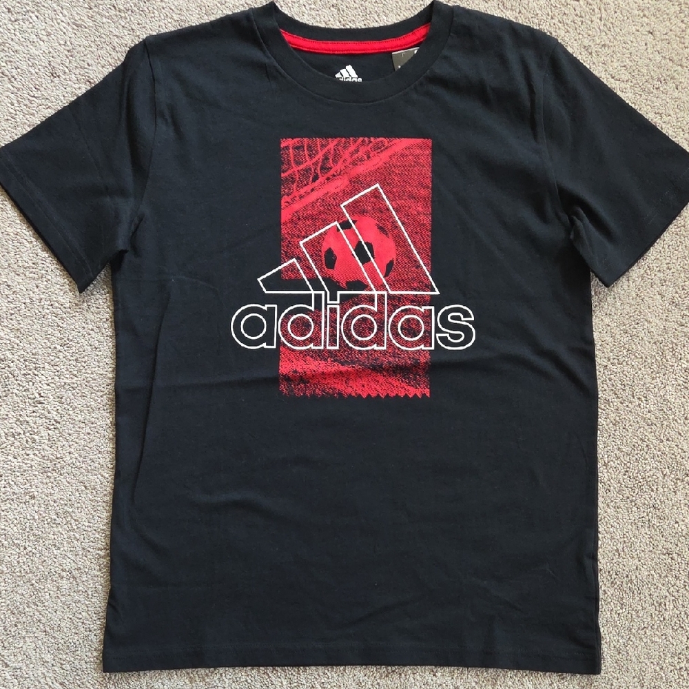 Adidas Kids Black Tee with Red Graphic